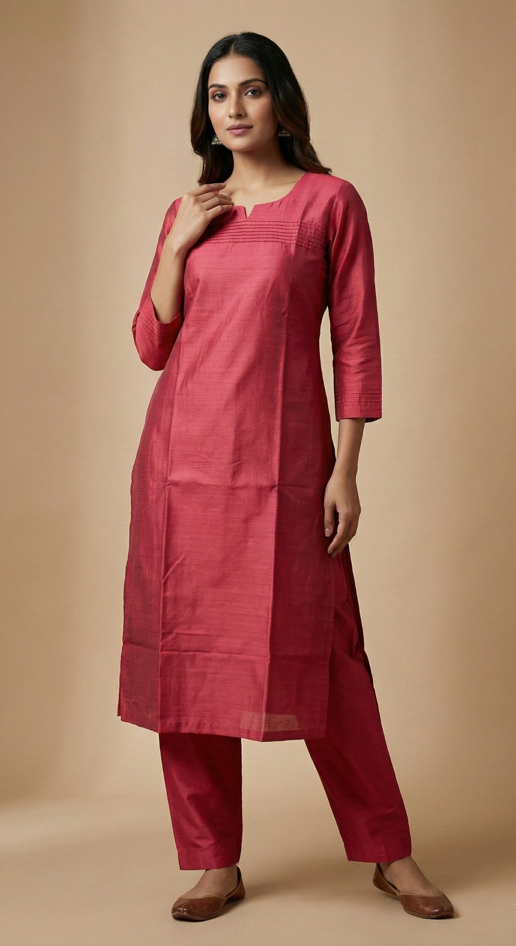 Jerna silk solid straight kurta